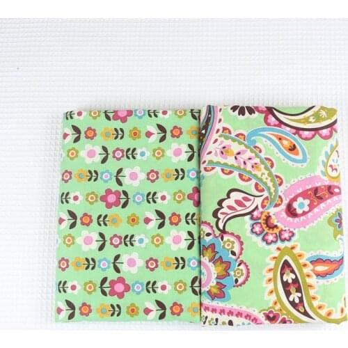 2Pcs 50*150 Green Small Flower 100% Cotton Patchwork Fabric Handmade Quilting Cloth For Sewing Clothes cushion pillow Material