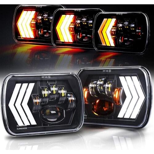 2 pcs 55W Square 7x6 5x7 Inch LED Headlights for -Jeep -Wrangler YJ Cherokee XJ -Toyota -GMC Trucks H6054 H5054 H6054LL