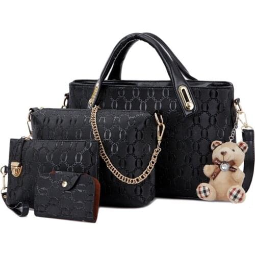 4pcs/Set Women Bag PU Leather Luxury Designer Handbag Messenger Shoulder Wallet Bags