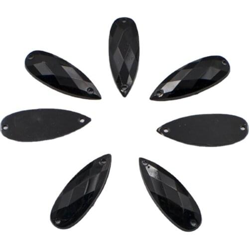 40pcs Resin 8*22mm Black Drop Flatback Rhinestone Child Scrapbooks Wedding DIY F410*2