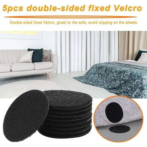 5pcs Sofa Bed Sheets Rug Table Cloth Anti-running Double-sided Fixed Stickers Craft Loop Tape Non-slip Hook Carpet Pads