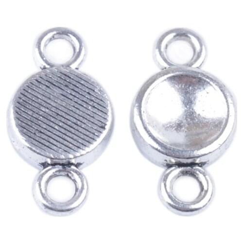 30PCS Tibetan Silver Color 8mm Round Cabochon Settings Links A36219