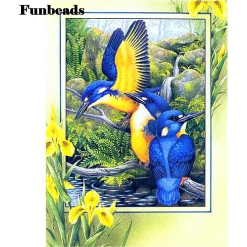 Kingfisher Diamond Painting full Square Round resin cross stitch Diamond Embroidery blue birds Rhinestone mosaic Decor FF685