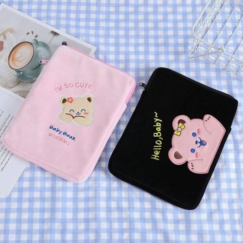Bentoy Milkjoy New Bear Handbag 10.5 11inch Mac ipad Case Holder Cute Korea Fashion iPad Bags Cotton Soft Travel Business