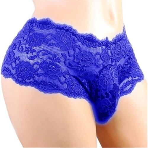 Bikini Thong Translucent Mesh Sheer Sexy Hot Underwear Men Lace Panties Erotic Sex See-through Lingerie Crossdress