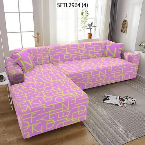 Retro Alphabet Sofa Cover Geometric Stripe Book Sofa Pillow Covers Decorative Sofa Cover 4 Retractable and Reclining Sofa Cover