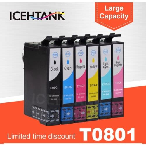 ICHTANK T0801 Ink Cartridge Compatible For Epson Stylus Photo P50 T59 R265 270 285 290 360 RX560 585 610 650 685 PX650W Printer