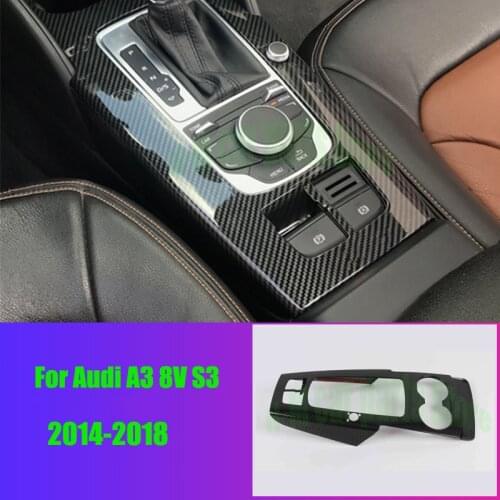 For Audi A3 8V 2014-19 Center Console Gear Shift Frame Decoration Carbon Fiber Color ABS Air Condition Outlet Panel Decorative