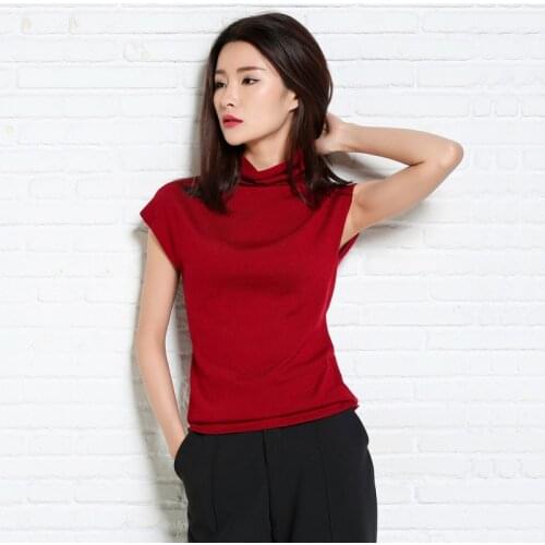 Knitted Turtleneck T-shirt for Women Soft Jumper Autumn Winter Pullovers 2018 Short Sleeve Warm Thick Slim Fit Tops