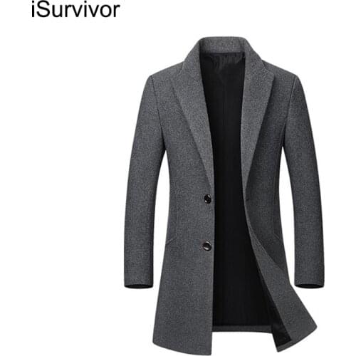 ISurvivor 2021 Men Winter Autumn Wool Nylon Parkas Jackets Coats Overcoats Male Casual Fashion Slim Fit Large Size Winter Coats