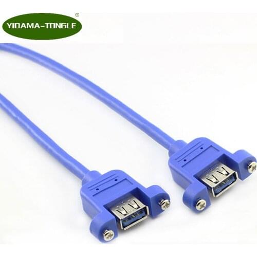 USB 3.0 Female to Female Panel Mount Cable USB 3.0 Extension Data Cable Lock Panel with M3 nuts Screws