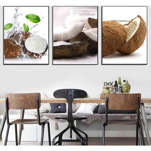 Fruit Coco Nut Canvas Print Painting Nordic Style Poster Wall Art Picture Home Decor for Kitchen Dining Room Living Room Bedroom