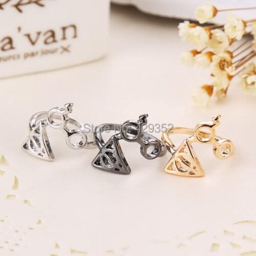 Euro-American Hot Sale The Deathly Hallows Glasses Artifact Ring For Men and Women 24pcs/lot 3 Color Option