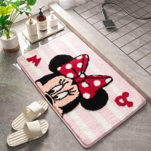45x65cm Minnie Baby Play Mat Flocking Absorbent Bath Mat Bathroom Bedroom Entry Door Mat Home Cartoon Carpet Bathroom Mat