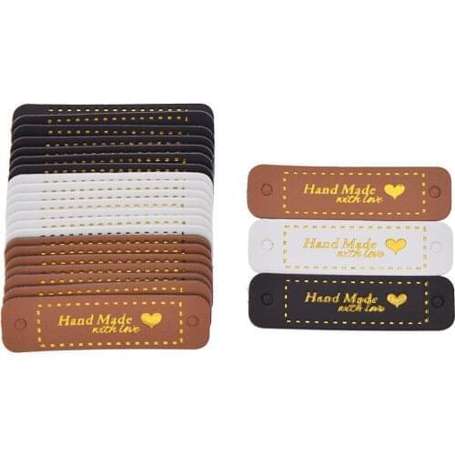 Hand made leather labels with love for DIY sewing accessories for Bag Shoes Hot stamping handmade leather sewing tags for gift