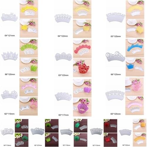 Beautiful Lace Cake Cup Mix Pattern Flower Crown Hollowed Frame Metal Cutting Dies Make Pastry Paper Package DIY Scrapbook Craft