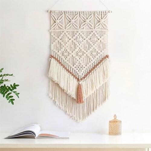 Macrame Wall Hanging Modern ArtHandwoven Macrame Tapestry Bohemian Wall Decor For Home Dormitory Apartment Room Background