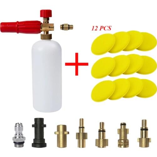 High Pressure Washer Snow Foam Lance + 12Pcs Car Polishing Spong Pad Foam Cannon For Karcher K2-K7 Spray Foam Gun For Lavor