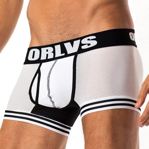 ORLVS Brand 50PC/LOT Wholesale Solid Boxers Men Underwear Male Panties Breathable Nylon Cueca Quick Dry Men Boxers Male Shorts