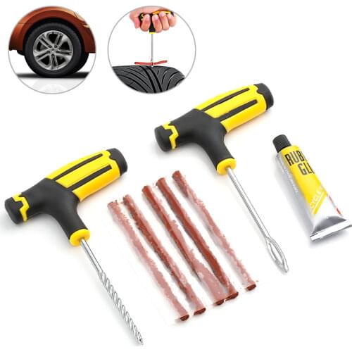 Car Tire Repair Tools Set 8-piece Auto Bicycle Tubeless Tire Puncture Plug Car Accessories