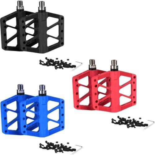 Mountain Bike Pedals Nylon Steel Non-Slip 9/16in Non-Slip Bicycle Platform Flat Pedals for Road Mountain MTB Bike Cycling Parts