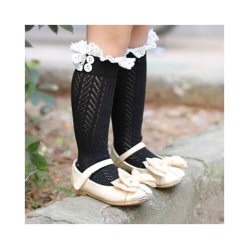 Newborn baby girls socks Summer Spring Mesh socks kids bow knee high long tube sock sokken princess infant baby socks calcetines