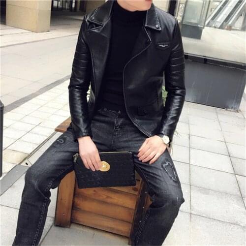 New Mens Casual Fashion leather jacket men Outwear Zipper PU Leather Clothing Motorcycle jaqueta couro masculina HH022