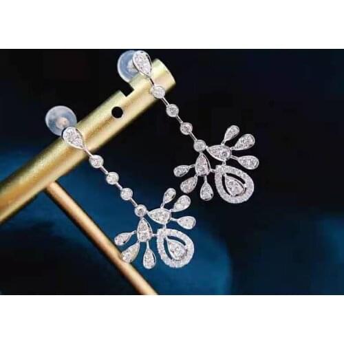 New fashion Au750/18k real gold 1ct diamond earring jewelry for lady&party&wedding&women&gift