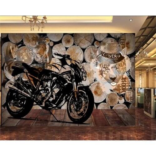 Beibehang wallpaper for walls 3 d Retro Vintage new york License Plate Motorcycle Bar Background Wallpaper papel de parede 3d