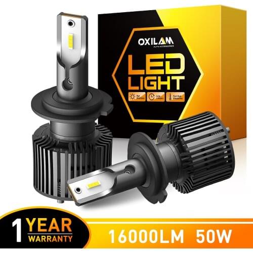OXILAM 2Pcs H7 Car Led Headlight H1 H4 H8 H11 H9 LED Bulb 12V 24V Headlamp Turbo LED 9005 HB3 9006 HB4 16000LM 6000K High Bright