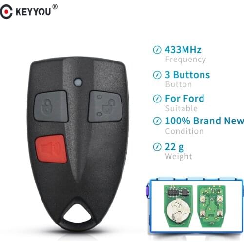 KEYYOU Replacement 3 Buttons 433Mhz Smart Remote Control Car Key For Ford AU Falcon Clicker Transmitter Keyless Entry Remote Key