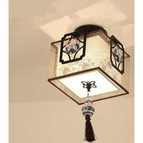 Style cloth pendant light ceramics simple corridor bedroom study restaurant lanterns pendant lamps ZA ZS98