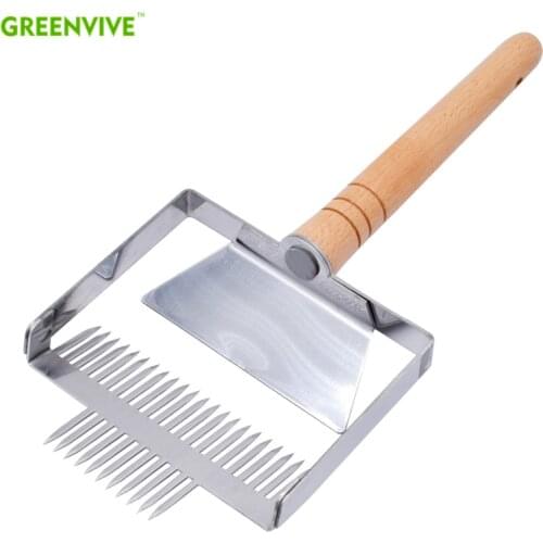 Super Large 26 pins Uncapping Fork Iron Honeycomb Honey Scraper Wooden Handle Beekeeping Tool Apicultura Equipment Uncapping