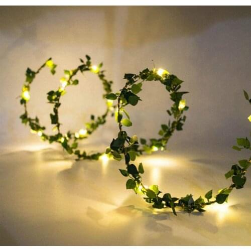 LED Leaf Garland Fairy String Lights1M Leaf Twine Copper Battery Operate Led String for Wedding Holiday Party Decoration