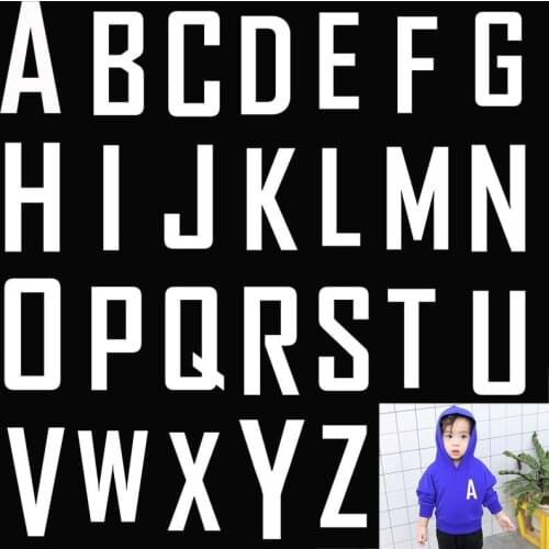 Heat Transfer 26 Letter Patches Vinyl Thermal White Letter Iron On Transfer For Kid Clothes Alphabet Sticker Handbag Badge Patch