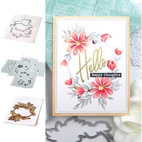 Chrysanthemum Wreath Cutting Dies Stencil Hot foil Scrapbook Diary Decoration Embossing Template DIY Greeting Card Handmade Gift