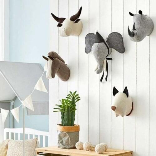 Childrens Room Decoration 3D Hunting Animal Head Wall Hanging Felt Elephant Decor For kids Baby Room Nursery Install Game House