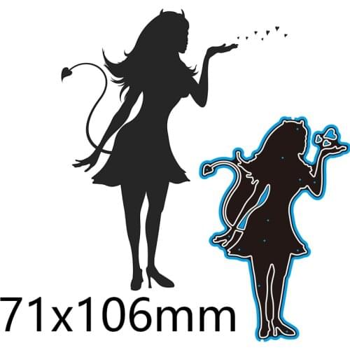 Cutting Dies Demon Woman Stencil Craft for Scrapbook Stamps Dies Embossing Paper Gift Card 71*106mm