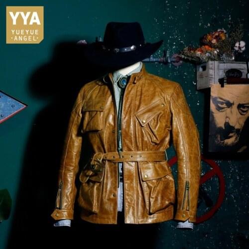 High Quality Men Vintage Genuine Leather Jacket Multi-pockets Slim Casual Cowhide Coat Spring Autumn Business Outerwear S-XL