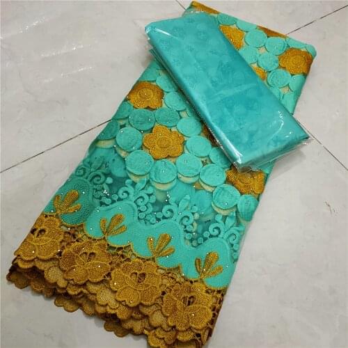 High Quality White And Gold Line Embroidery Net Lace Fabrics With Bazin Riche Fabri 2.5yards African Swiss Voile In Switzerland