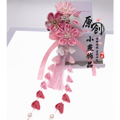 Japanese pink purple tassel rabbit vintage handmade SAKURA red geisha Hair clip hairpin Japanese kimono hair accessories
