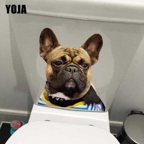 YOJA 24.3X25.9CM Pet Dog Bulldog Fashion Wall Sticker Mural Toilet Cover Decor WC Accessories T1-2410