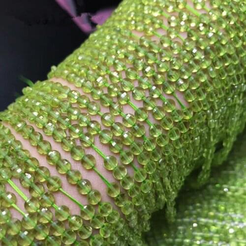 Peridot green loose beads faceted coin 2*4mm 14" for DIY jewelry making FPPJ wholesale beads nature gem stone