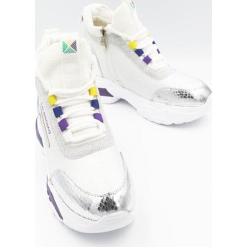 Women Silver High Bottom Zipper Sports Boots 20 k385gümüş