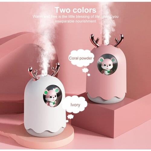 1pc Babys Portable Cartoon Cute Mouse Humidifier With USB Mini Home Silent Night Light Aromatherapy Car Sprayer For Kids Care