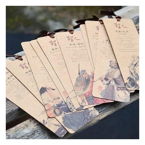 1pcs himan bookmark wholesale ten sage bookmarks Chinese style folk classics creative gifts 10 sheets / set