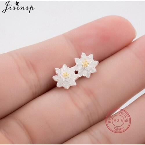 100% Authentic 925 Sterling Silver Flower Stud Earrings Exquisite Daisy Flower Earings for Women Plant Jewelry Kids Studs Gifts