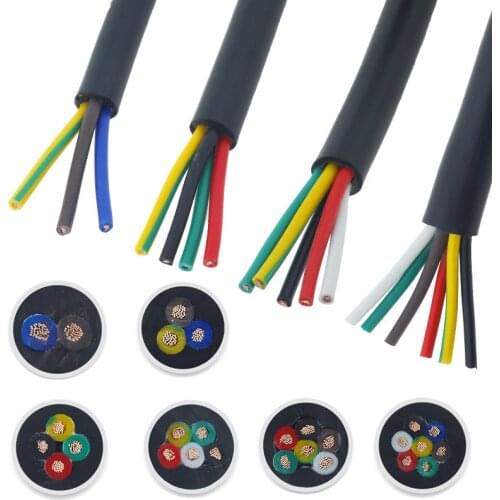 18WAG control cable 24/22/20AWG 2/3/4-8/10Cores Copper cable Wire Conductor Electric PVC Cable Soft Sheathed Wire power wire