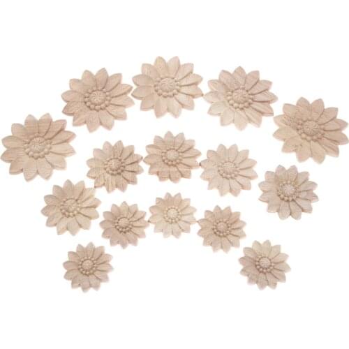 2pcs Woodcarving Corner Decal Wooden Figurines Crafts Corner Appliques Frame Wall Door Furniture Woodcarving Decorative 5/6/8cm