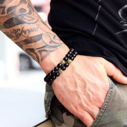 2pcs/set Men Bracelet 2020 New Fashion Diy 8mm Ball Bead Bracelet Simple Classic Stone Charm Bracelet For Men Jewelry Gift